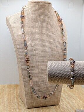 Handcrafted Vintage Bead Necklace And Bracelet Set